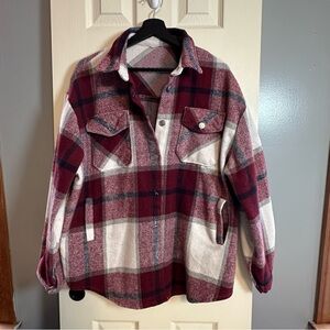 Amazon Women's Plaid Jacket - Red and Cream